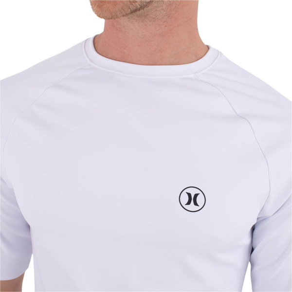 2026 Hurley Mens Slim Fit Icon Circle Short Sleeve Rash Vest MLEU00003 - White
